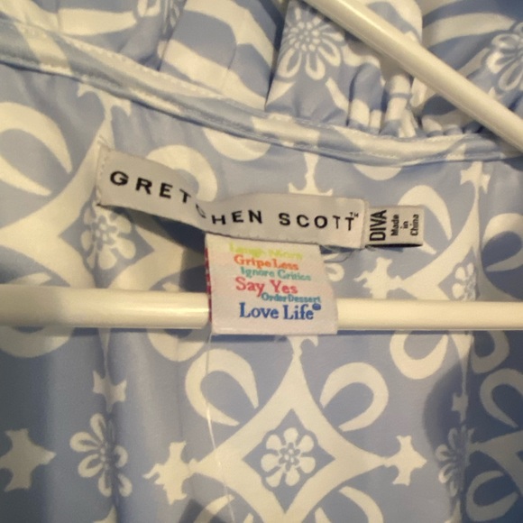 Gretchen Scott Ruffneck dress in lt blue & white Piazza pattern. NWT. XXXL Diva - Picture 2 of 3
